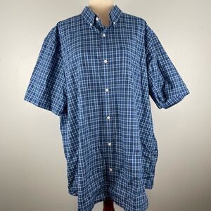 L.L. Bean Blue Plaid Button-Up Shirt Size XXL EUC